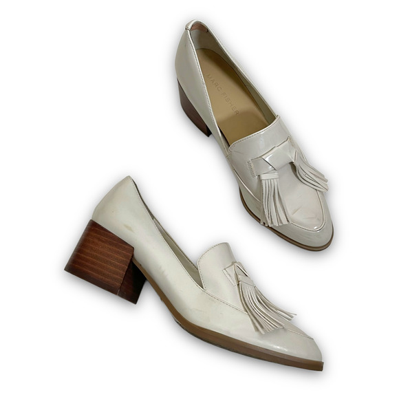 Marc Fischer Phylicia 2 Faux Patent Leather white Oxford Heel - Picture 6 of 6